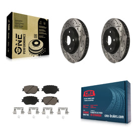 Front Coated Drilled Slotted Disc Brake Rotors & Ceramic Pad Kit For Lexus IS250