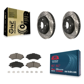 Front Coated Drilled Slot Disc Brake Rotors Ceramic Pad Kit For Jeep Wrangler JK