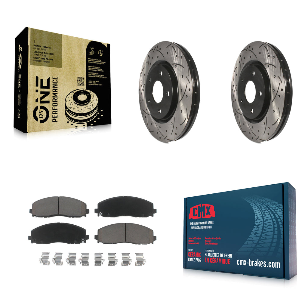 Front Drill Slot Brake Rotors Ceramic Pad Kit For Dodge Grand Caravan Chrysler &