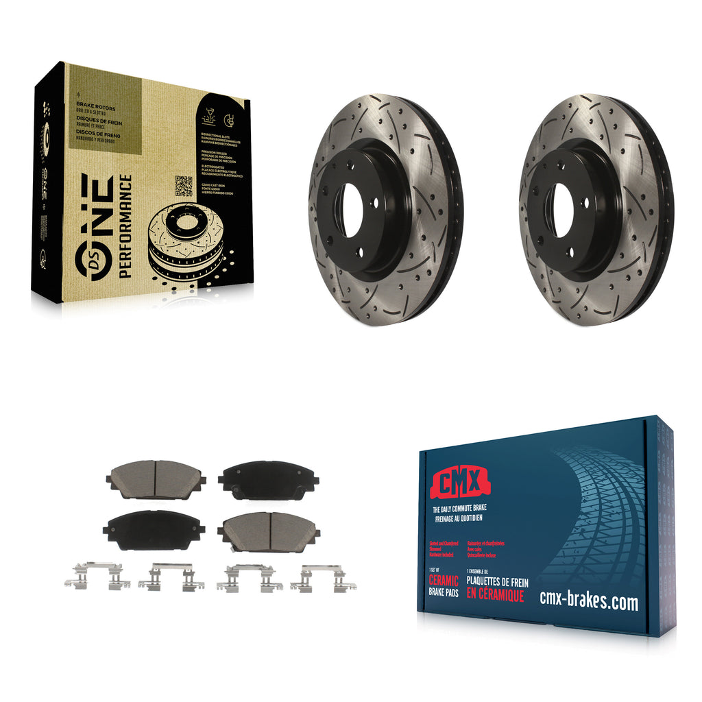 Front Coated Drill Slot Disc Brake Rotors Ceramic Pad Kit For Mazda 3 CX-3 Sport