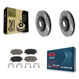 [Front] 2012-2017 Hyundai Azera Performance Drilled & Slotted Brake Rotor & Ceramic Pads Kit For Max Braking