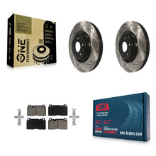 Charger l'image dans la galerie, Front Coated Drilled Slotted Disc Brake Rotors And Ceramic Pads Kit For Audi Q5