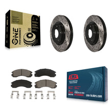 Load image into Gallery viewer, Front Coated Drilled Slot Disc Brake Rotor Ceramic Pad Kit For Mitsubishi Lancer