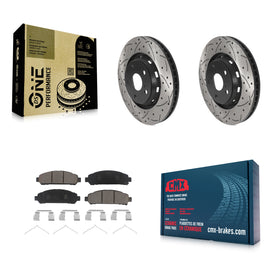 [Front] 2009-2016 Toyota Venza Performance Drilled & Slotted Brake Rotor & Ceramic Pads Kit For Max Braking