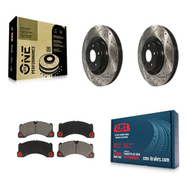 [Front] 2017 Porsche Macan Base Performance Drilled & Slotted Brake Rotor & Ceramic Pads Kit For Max Braking