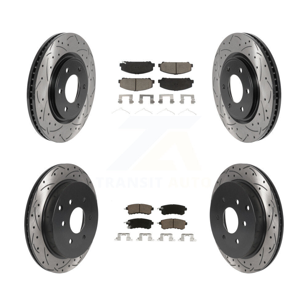 Front Rear Drilled Slot Brake Rotor & Ceramic Pad Kit For INFINITI Nissan Armada
