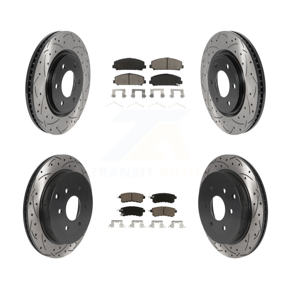 Front Rear Drilled Slot Brake Rotor & Ceramic Pad Kit For INFINITI Nissan Armada
