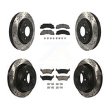 Front Rear Coated Drilled Slot Disc Brake Rotor & Ceramic Pad Kit For Ford F-150
