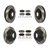 Front Rear Coated Drilled Slot Disc Brake Rotors Ceramic Pad Kit For Kia Sorento