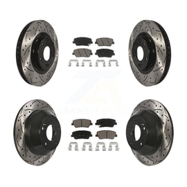 Front Rear Drill Slot Brake Rotor Ceramic Pad Kit For Hyundai Santa Fe Sport Kia