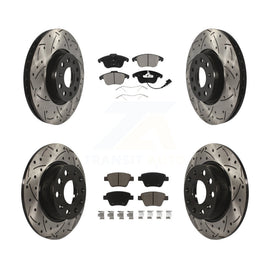 Front Rear Drilled Slot Disc Brake Rotor & Ceramic Pad Kit For Volkswagen Passat