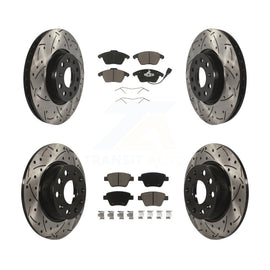 Front Rear Drill Slot Disc Brake Rotor Ceramic Pad Kit For Volkswagen Beetle GTI