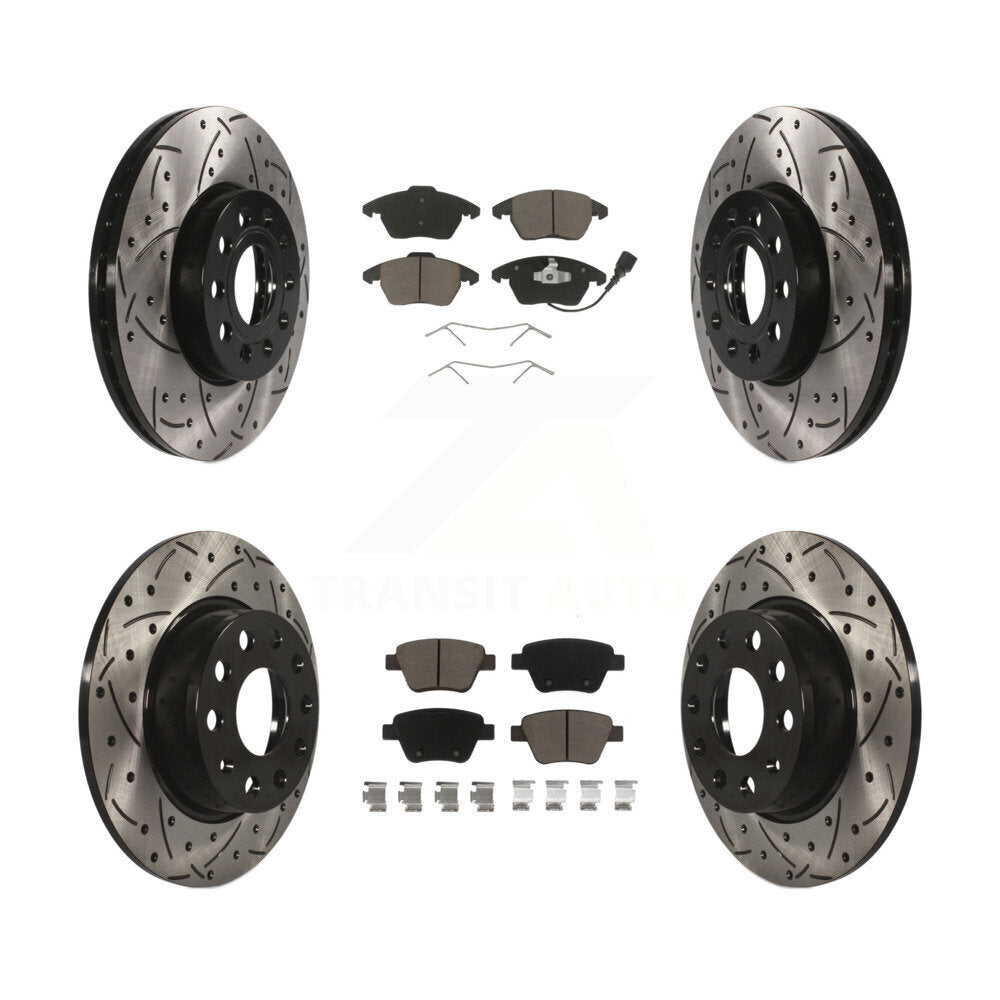 Front Rear Drilled Slot Disc Brake Rotor & Ceramic Pad Kit For Volkswagen Beetle