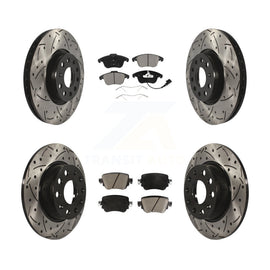 Front Rear Drilled Slot Disc Brake Rotor & Ceramic Pad Kit For Volkswagen Passat