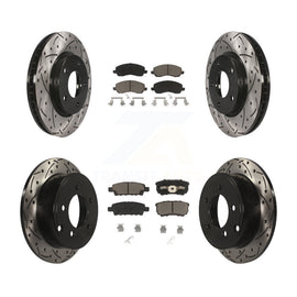 Front Rear Drilled Slot Disc Brake Rotor & Ceramic Pad Kit For Mitsubishi Lancer