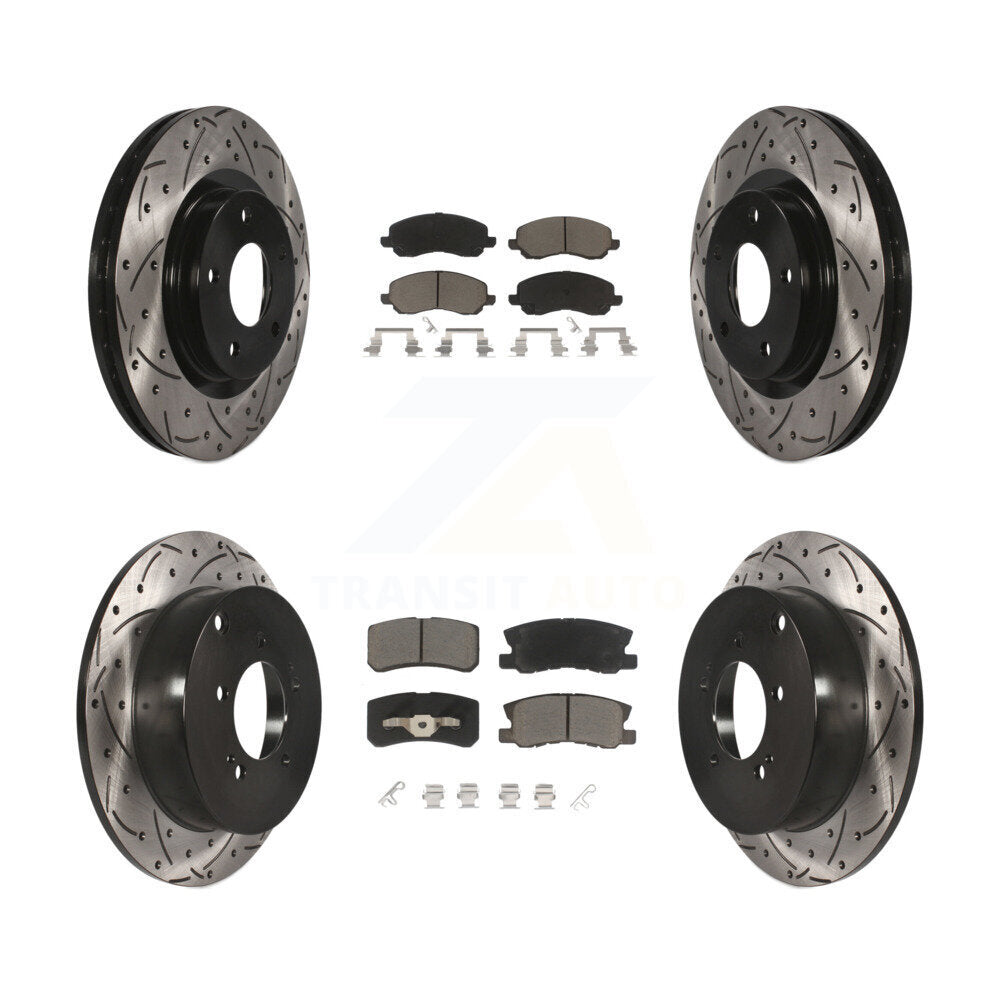Front Rear Drill Slot Disc Brake Rotors Ceramic Pad Kit For Mitsubishi Outlander
