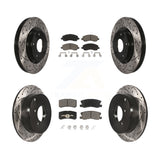 Front Rear Drill Slot Disc Brake Rotors Ceramic Pad Kit For Mitsubishi Outlander