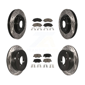 Front Rear Drill Slot Brake Rotors Ceramic Pad Kit For Mitsubishi Outlander 3.0L
