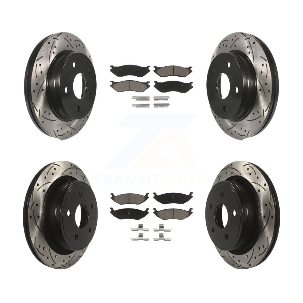 Front Rear Drilled Slot Brake Rotor & Ceramic Pad Kit For Dodge Durango Ram 1500