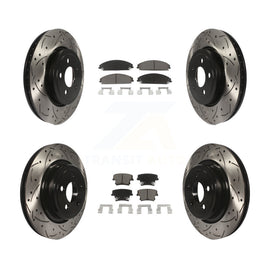 Front Rear Coated Drill Slot Disc Brake Rotors Ceramic Pad Kit For Dodge Charger