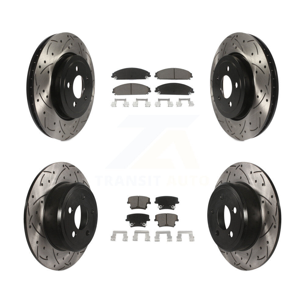 Front Rear Drill Slot Brake Rotor Ceramic Pad Kit For Chrysler 300 AWD with 3.5L