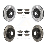 Front Rear Coated Drill Slot Disc Brake Rotors Ceramic Pad Kit For Ford Focus ST