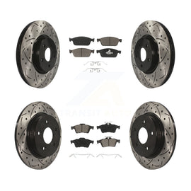 Front Rear Coated Drill Slot Disc Brake Rotors Ceramic Pad Kit For Ford Focus ST
