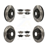 Front Rear Coated Drill Slot Disc Brake Rotors Ceramic Pad Kit For Ford Focus ST