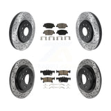 Front Rear Coated Drill Slot Disc Brake Rotor Ceramic Pad Kit For Buick Envision