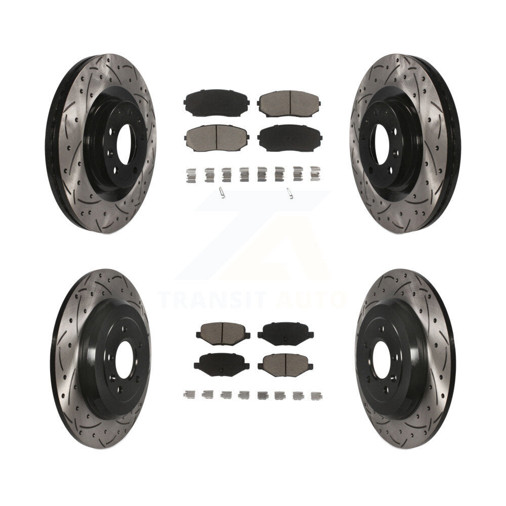 Front Rear Drill Slot Disc Brake Rotor Ceramic Pad Kit For Ford Edge Lincoln MKX