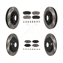 Front Rear Drill Slot Disc Brake Rotor Ceramic Pad Kit For Ford Edge Lincoln MKX