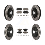 Front Rear Drill Slot Disc Brake Rotor Ceramic Pad Kit For Ford Edge Lincoln MKX