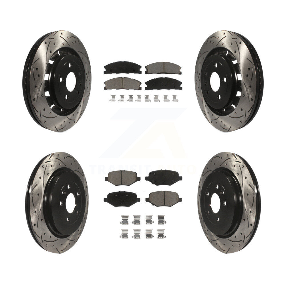 Front Rear Drill Slot Brake Rotors Ceramic Pad Kit For Ford Explorer Taurus Flex