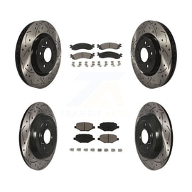 [Front+Rear] 10-12 Ford Taurus SHO Performance Drilled & Slotted Brake Rotor & Ceramic Pads Kit For Max Braking