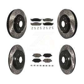 [Front+Rear] 2009-2010 Lincoln MKS Performance Drilled & Slotted Brake Rotor & Ceramic Pads Kit For Max Braking