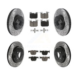 Front Rear Drill Slot Brake Rotors Ceramic Pad Kit For BMW 335i 340i xDrive 435i