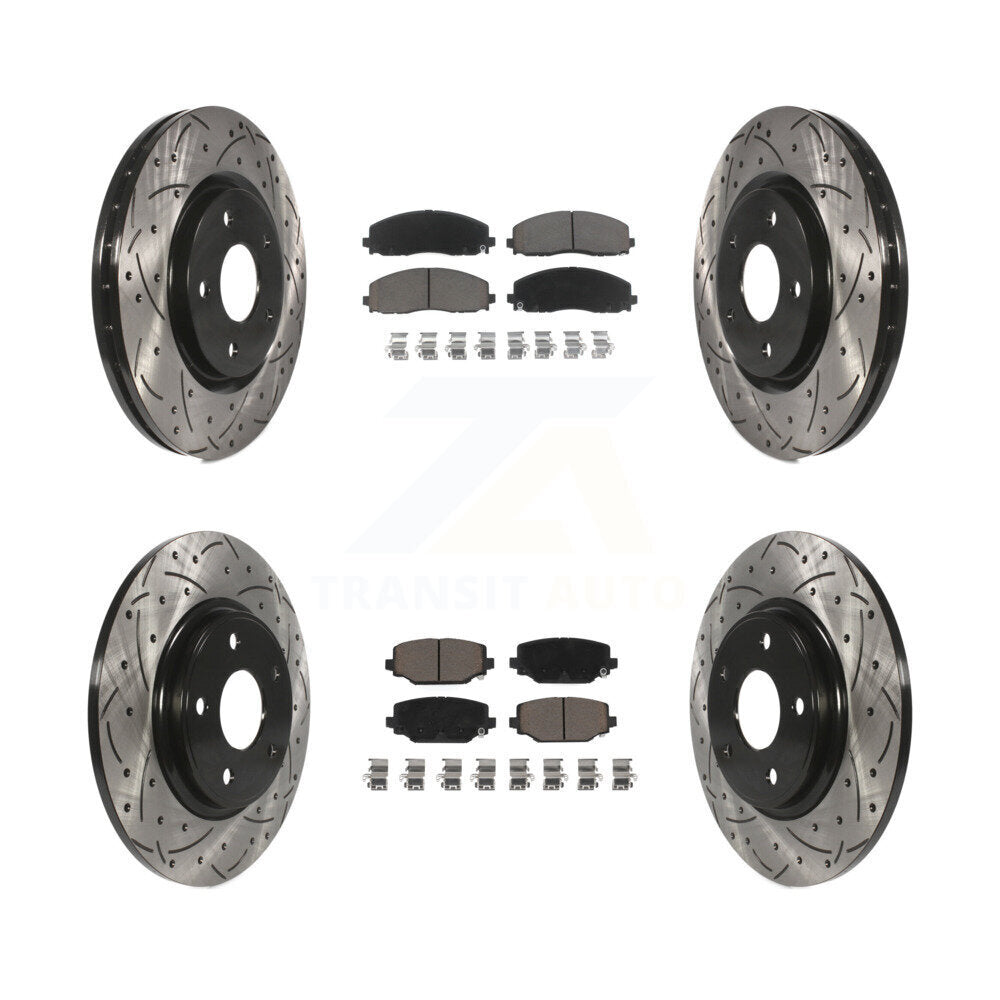 Front Rear Drill Slot Brake Rotor Ceramic Pad Kit For Dodge Grand Caravan Town &