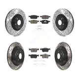 Front Rear Coated Drilled Slot Disc Brake Rotors Ceramic Pad Kit For Lincoln MKC