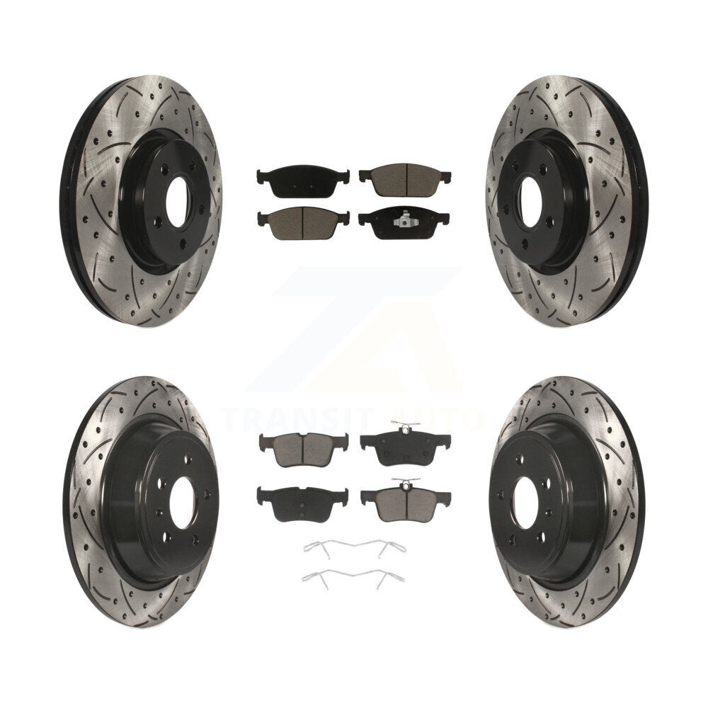 Front Rear Drilled Slot Brake Rotors Ceramic Pad Kit For Ford Escape Lincoln MKC