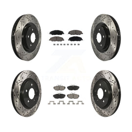 Front Rear Coated Drilled Slot Disc Brake Rotor Ceramic Pad Kit For Ford Mustang