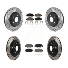 Charger l'image dans la galerie, Front Rear Coated Drilled Slot Disc Brake Rotor &amp; Ceramic Pad Kit For Honda CR-V
