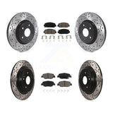 Front Rear Coated Drilled Slot Disc Brake Rotor & Ceramic Pad Kit For Honda CR-V