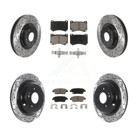 Front Rear Coat Drill Slot Disc Brake Rotors Ceramic Pad Kit For Hyundai Genesis