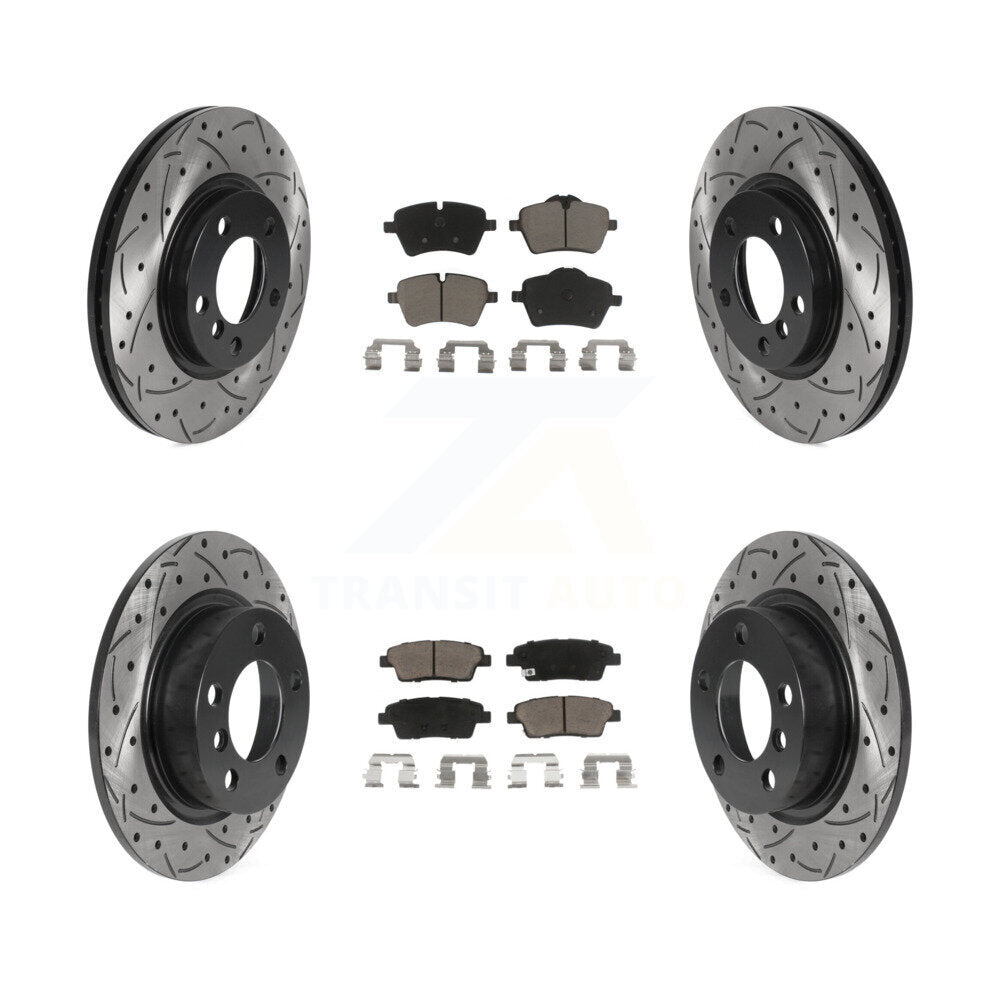 Front Rear Drilled Slot Brake Rotor & Ceramic Pad Kit For Mini Cooper Countryman