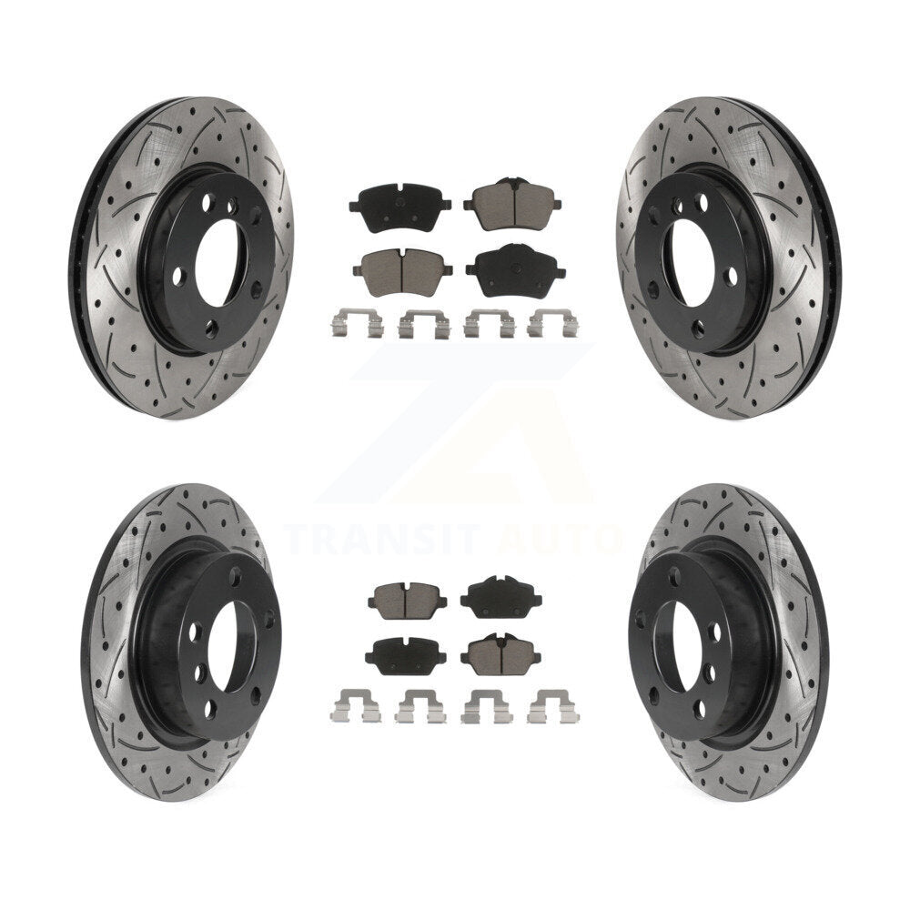 Front Rear Drilled Slot Brake Rotor & Ceramic Pad Kit For Mini Cooper Countryman