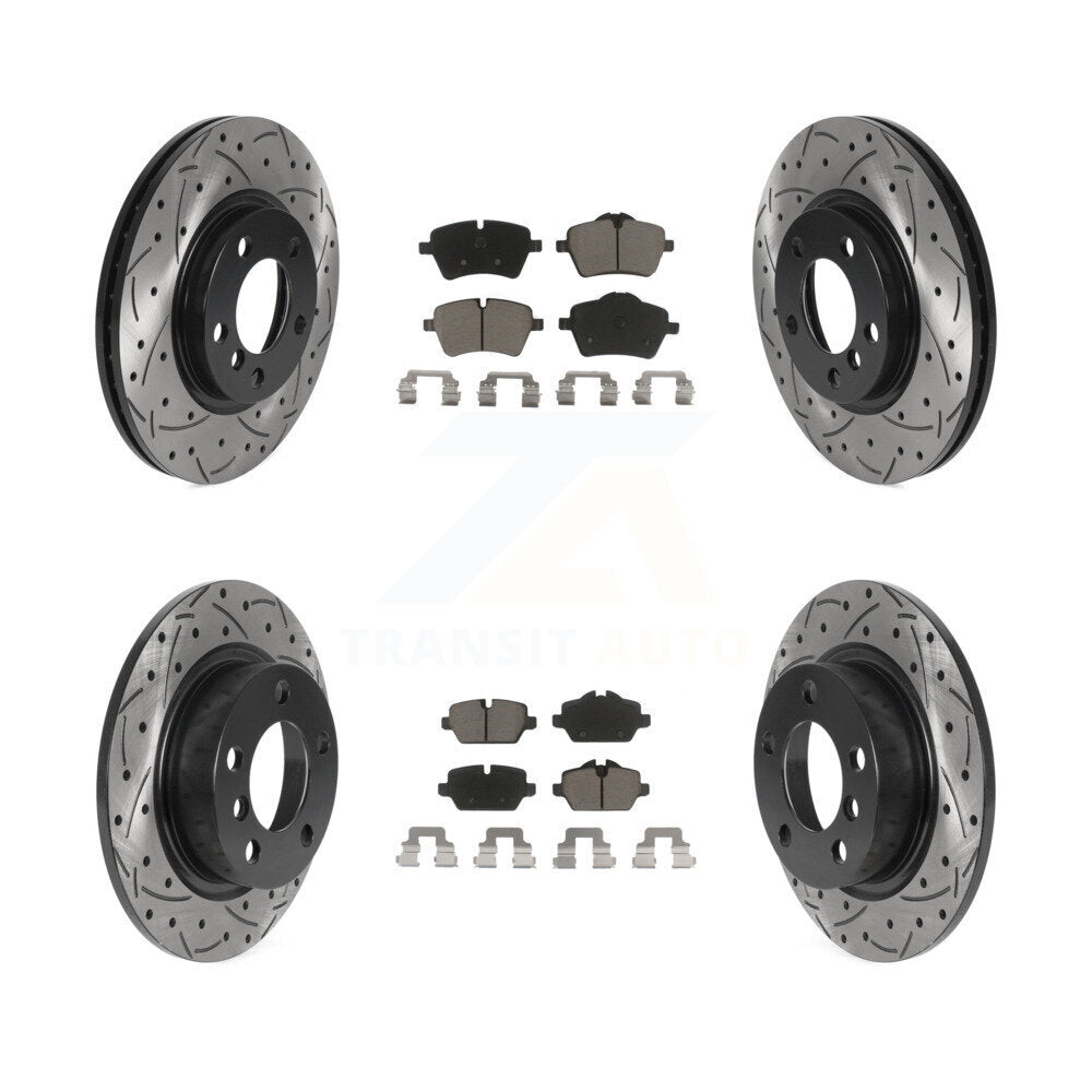 Front Rear Drilled Slot Brake Rotor & Ceramic Pad Kit For Mini Cooper Countryman