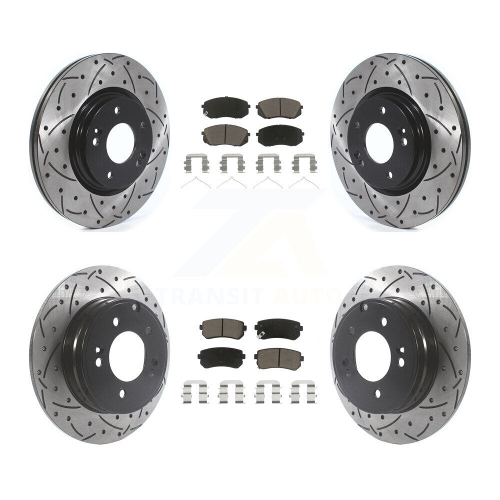 Front Rear Drill Slot Brake Rotors Ceramic Pad Kit For Hyundai Sonata GAS engine