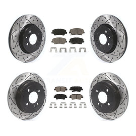 Front Rear Coated Drilled Slotted Disc Brake Rotor & Ceramic Pad Kit For Kia Rio