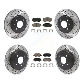 Front Rear Drilled Slot Brake Rotor & Ceramic Pad Kit For Hyundai Accent Kia Rio