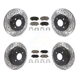 Front Rear Drilled Slot Brake Rotor & Ceramic Pad Kit For Hyundai Accent Kia Rio
